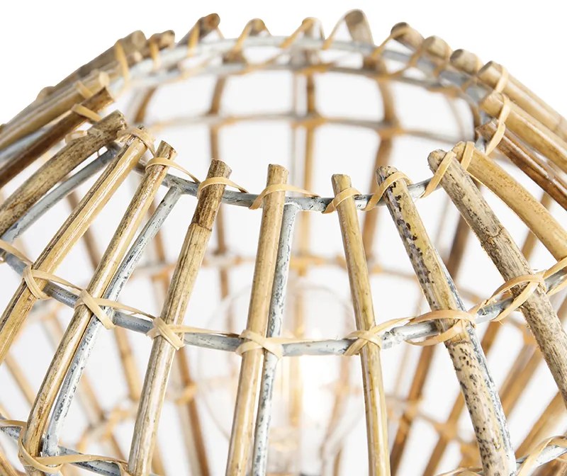 Lampă de masă rustică trepied din bambus cu alb - Canna Diamond