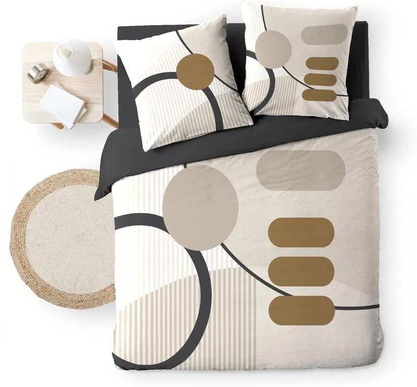 Lenjerie de pat bej din bumbac pentru pat dublu, extinsă 240x220 cm Santana – douceur d'intérieur