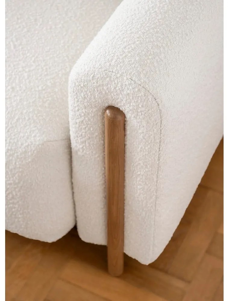 Canapea fildeș extensibilă/cu spațiu de depozitare cu tapițerie din țesătură bouclé 244 cm Arcadova – ELTAP