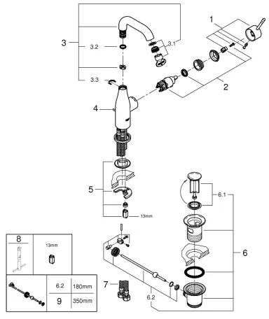 Baterie pentru lavoar GROHE ESSENCE 23462GN1, DN 15, mărimea M, finisaj auriu