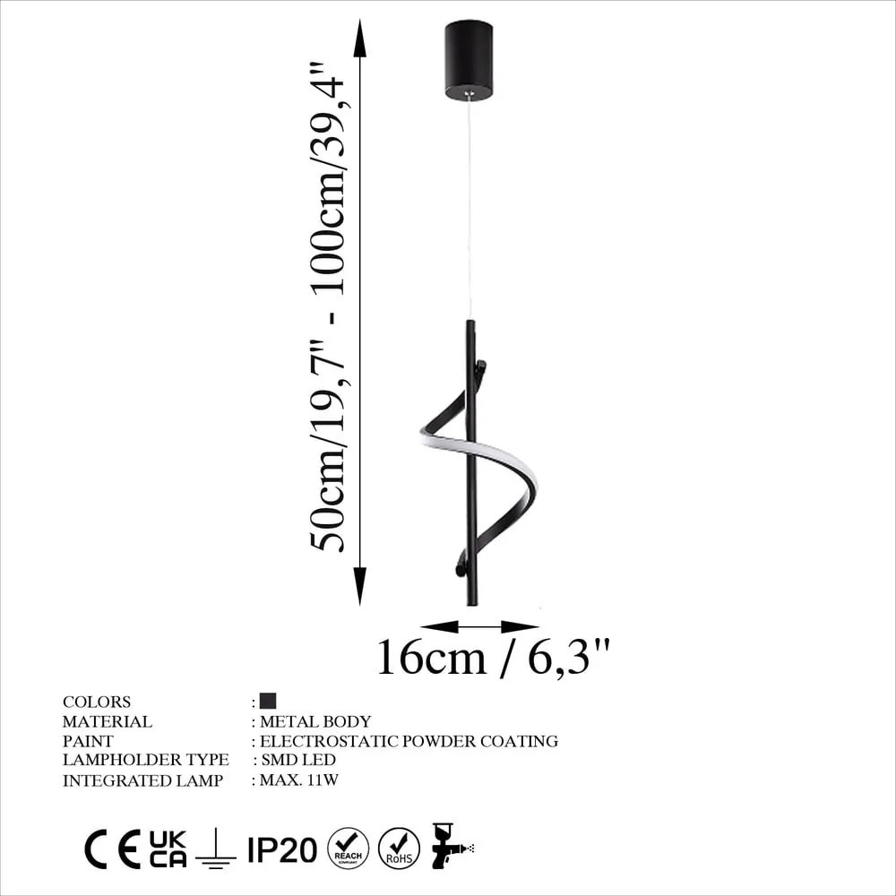 Lustră neagră LED ø 16 cm Likma – Opviq lights