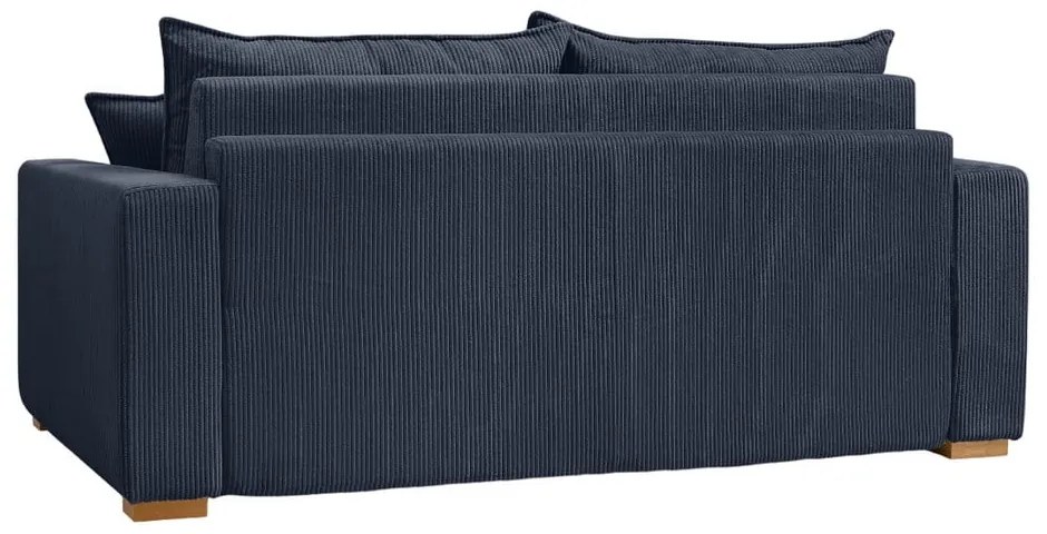 Canapea albastru-închis extensibilă cu tapițerie din catifea reiată 225 cm Augustin – Bobochic Paris