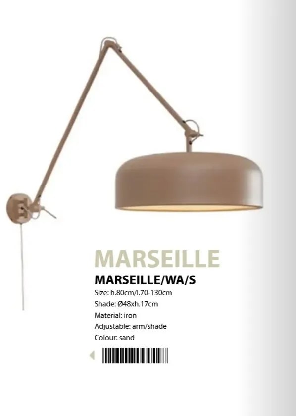 Aplica de perete din metal cu brat articulat Marseille sand