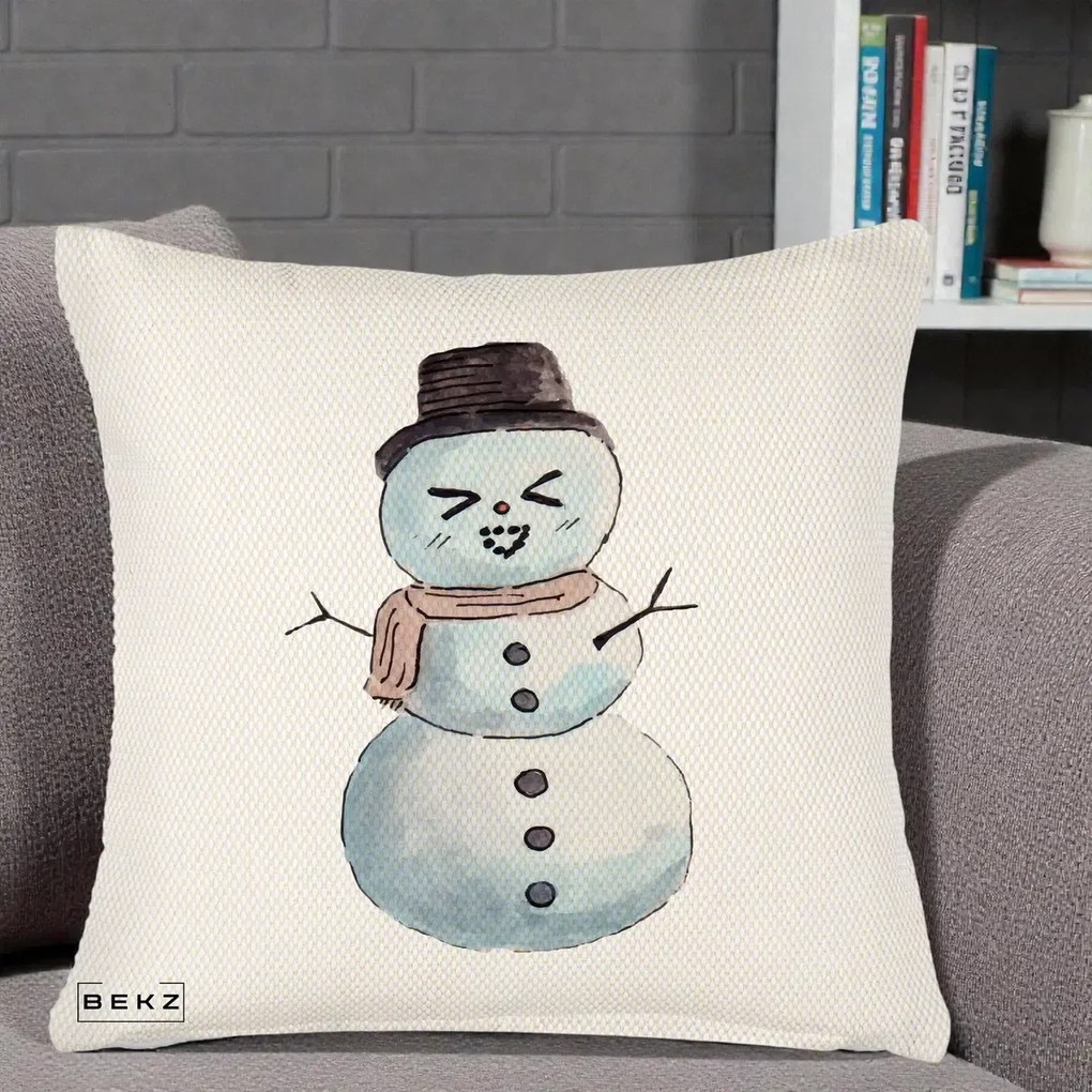 Perna Decorativa Om de Zapada Kawaii Haios, 40x40 cm, Crem Reliefat, Husa Detasabila, Perna Inclusa, BEKZ®