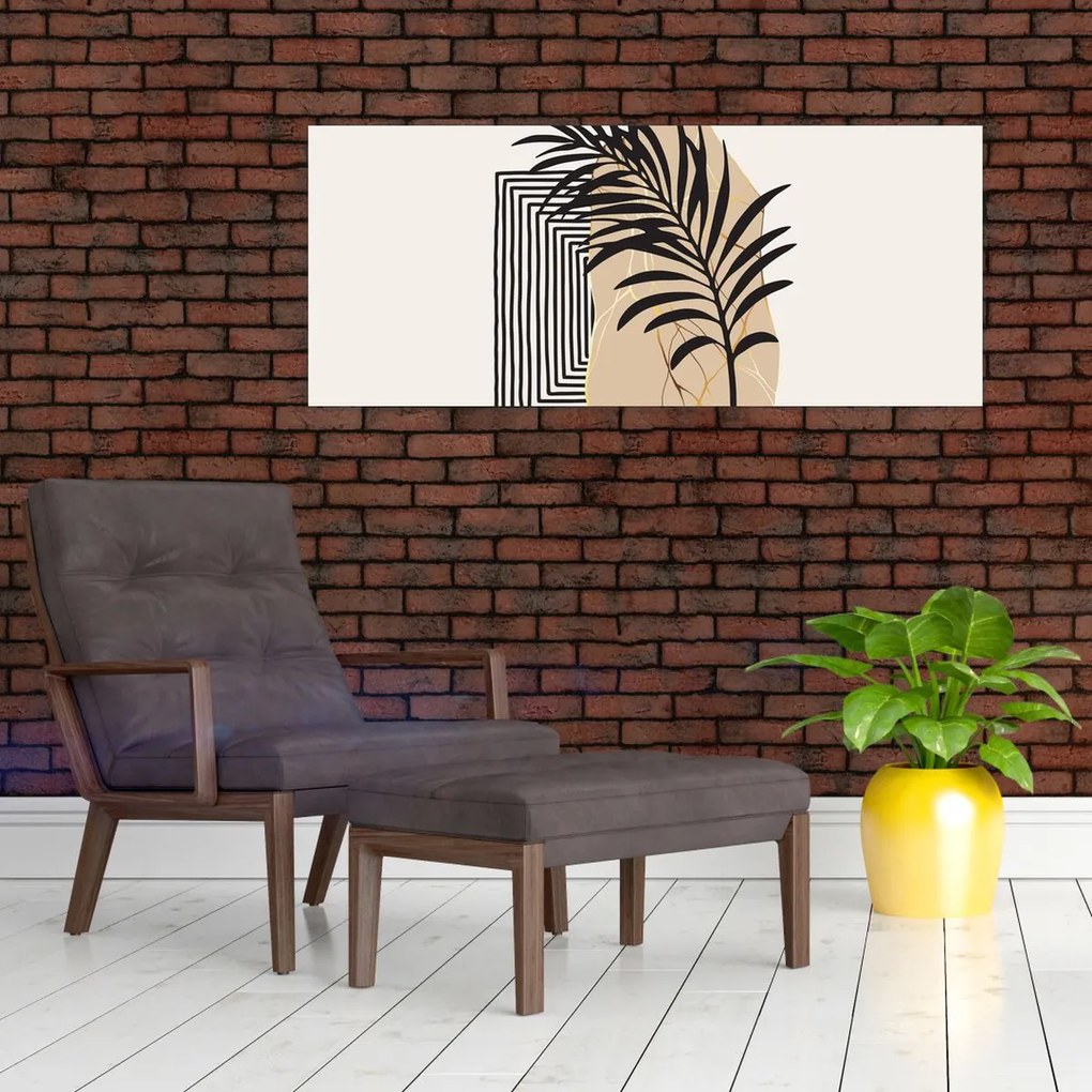Tablou - Abstracție cu frunze tropicale N⁰3 (120x50 cm)