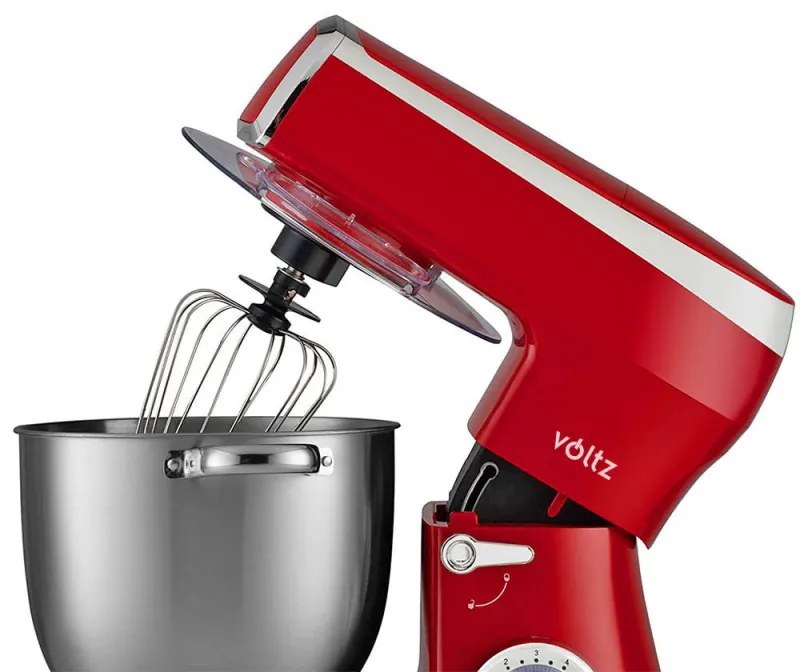 Resigilat: Mixer planetar Voltz V51115A, 2100W, 7,5 litri, 6 viteze + Pulse, 3 agitatoare, Rosu