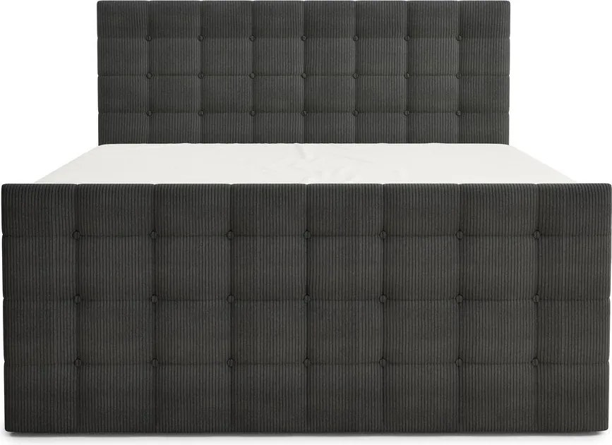 Pat boxspring gri antracit cu spațiu de depozitare 180x200 cm Tasca – Maison de Rêve