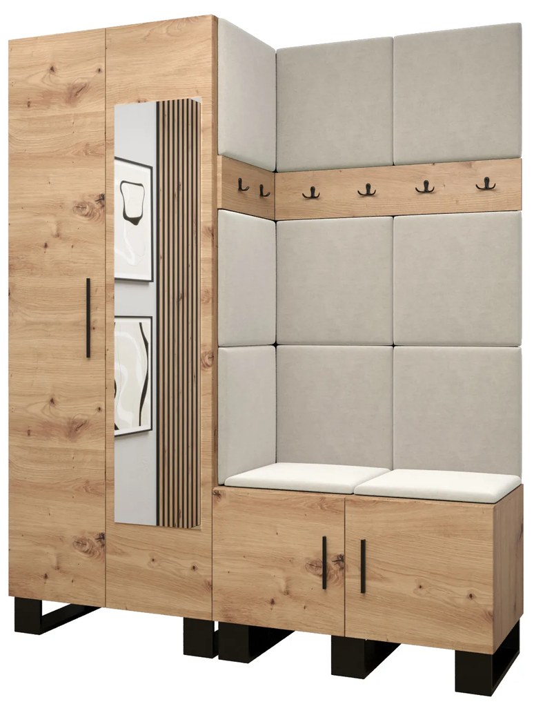 Set mobilier pentru hol Amanda 14 (Stejar artisan + bej). 1085974