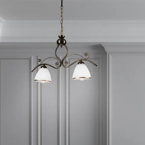 Lustră pe lanț RETRO 2xE27/60W/230V bronz/patină