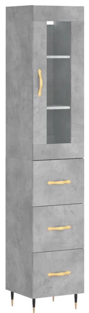 3199221 vidaXL Dulap înalt, gri beton, 34,5x34x180 cm, lemn prelucrat