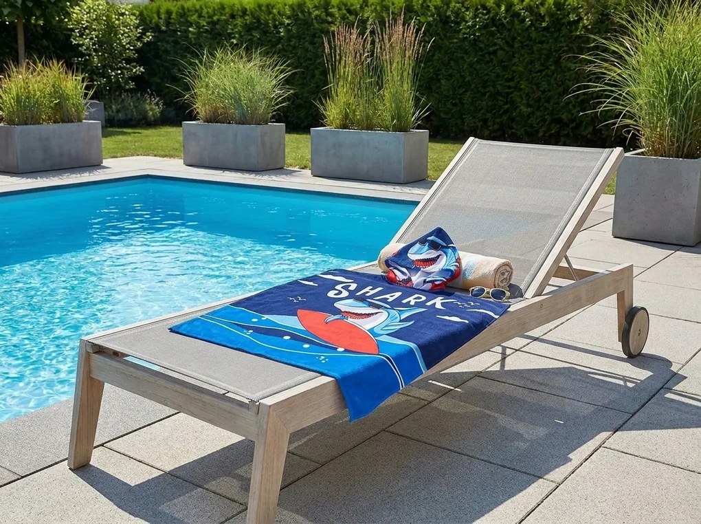 Poncho pentru copii SHARK albastru Dimensiune: 60 x 120 cm