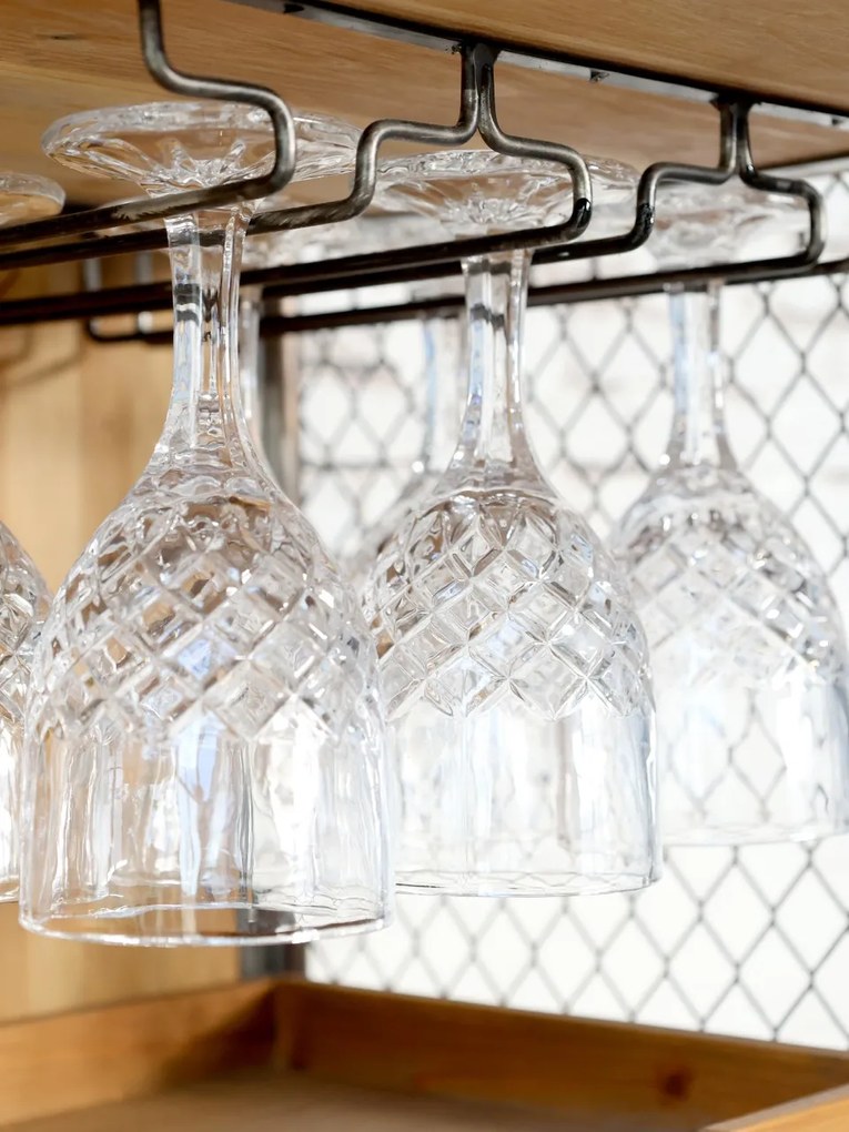 Etajera - Bar stil industrial, din lemn reciclat, cu spatii de depozitare