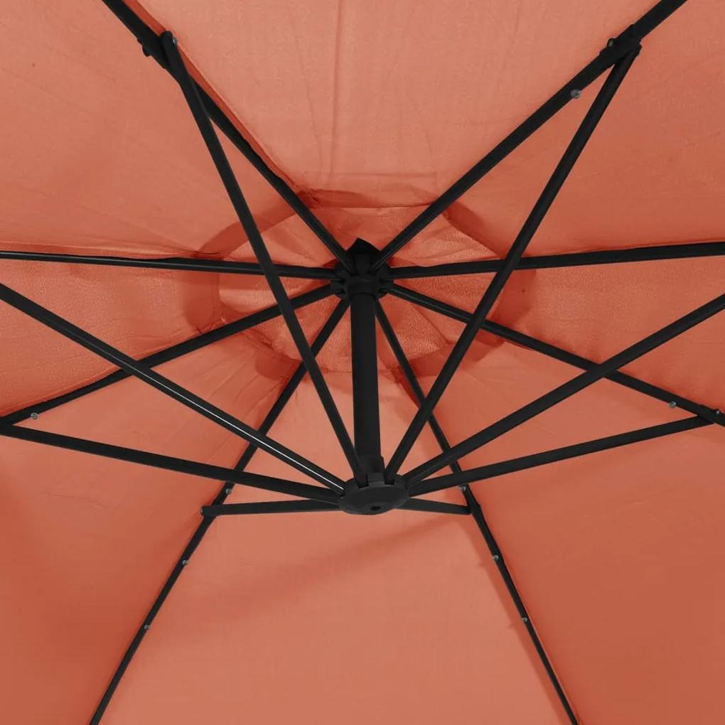 Umbrela in consola cu LED-uri, caramiziu, 350 cm Terracota, 350 cm