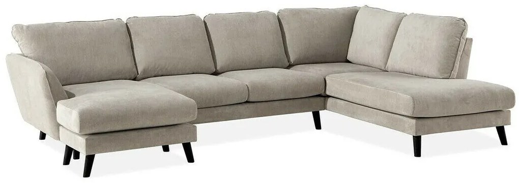 Colțar Scandinavian Choice P121Beige, Negru, 327x200x80cm, 130 kg, Picioare: Lemn