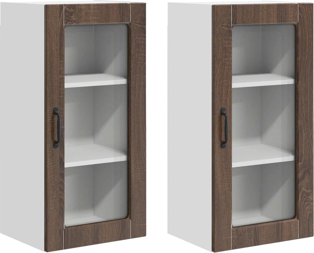 vidaXL Dulap de bucătărie 2 pcs Stejar închis 40 x 31 x 80 cm