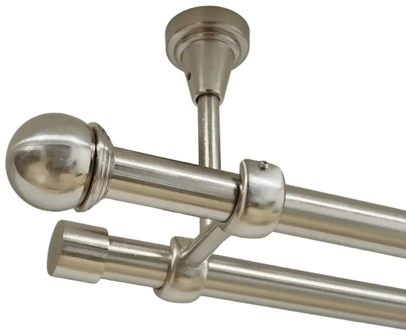 Galerie dubla todi max fara inele prindere tavan 19/19 mm inox (Alege marime: 320 cm)