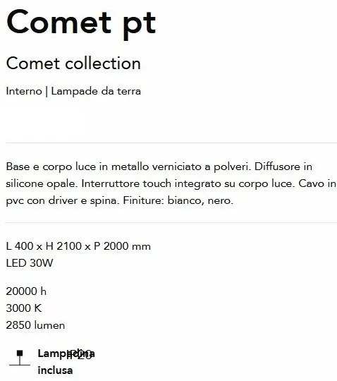 Lampadar LED modern tip arc Comet pt alb