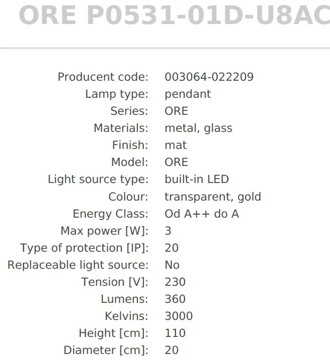 Lustra, Pendul LED design modern ORE auriu