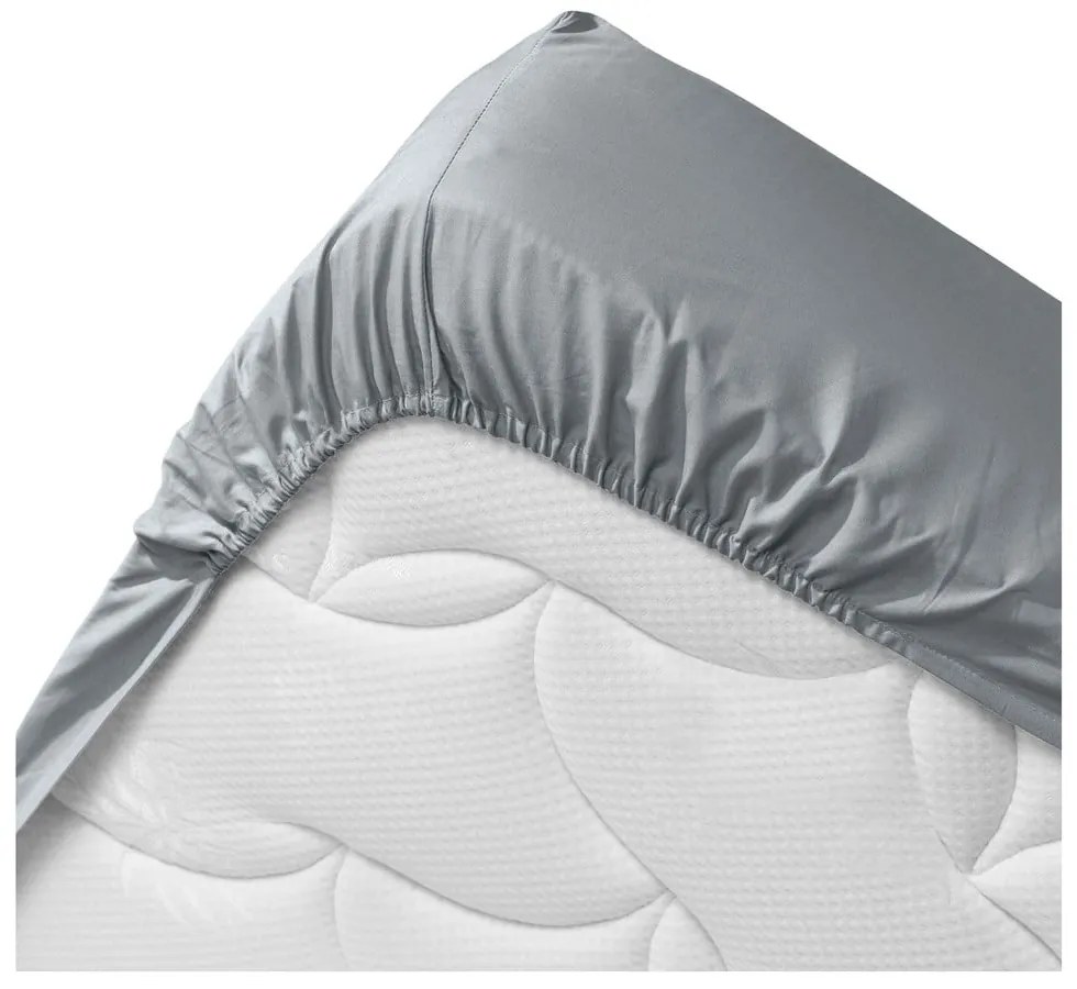 Cearceaf gri din bumbac organic cu elastic 180x200 cm Biolina – douceur d'intérieur