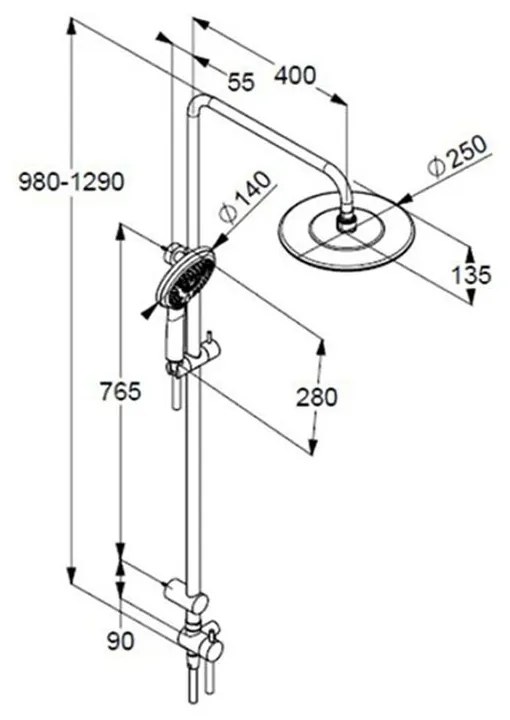 Dual Shower System, set de dus, crom