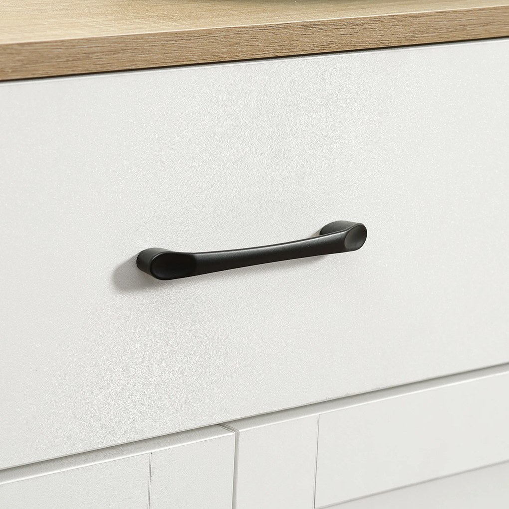 HOMCOM Masă bucătărie multi-spațiu 1 sertar 1 dulap 2 uși cu raft reglabil suport prosoape și raft sticle/conimente - MDF alb | Aosom Romania