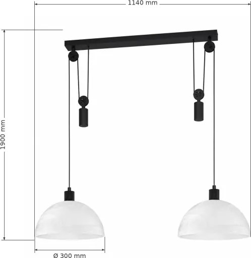 BRILAGI - lustru LED suspendat pe cablu RETRO GLASS 2xE27/40W/230V negru/alb