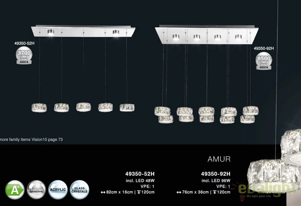 Lustra LED cu 5 pendule Amur 49350-52H GL