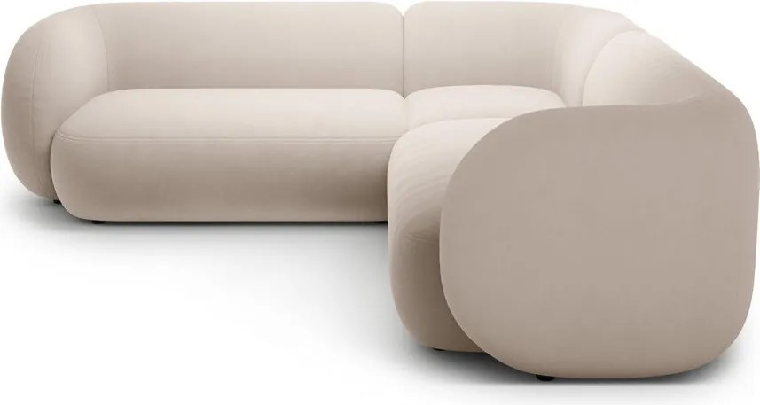 Colțar bej cu tapițerie din catifea Kate – Micadoni