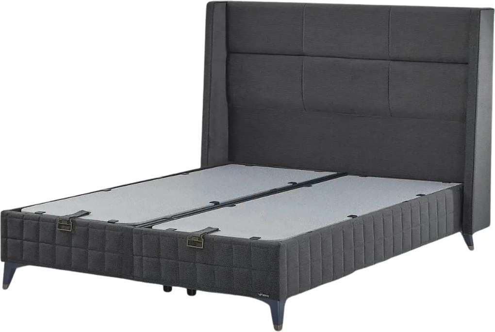 Pat CARBON 160x200, stofa clasica gri inchis - Notti 1029, cu somiera