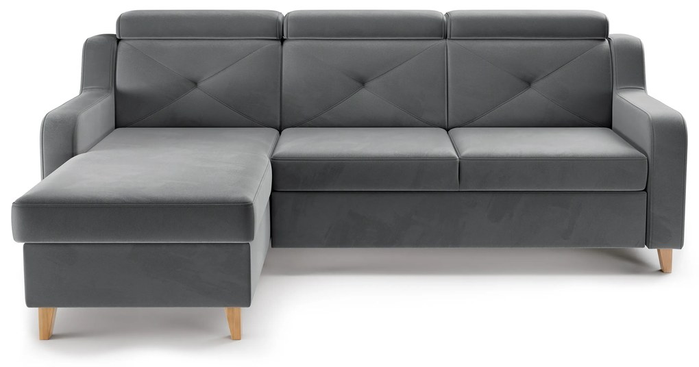 Colțar extensibil Laksaro pe stânga - catifea gri Jasmine 96