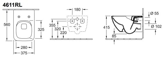 Villeroy & Boch 4611RLR1 - WC suspendat VENTICELLO, ceramică, albă, cu capac SoftClose
