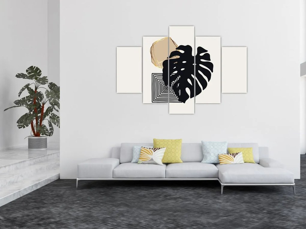 Tablou - Abstracție cu frunze tropicale N⁰2 (150x105 cm)