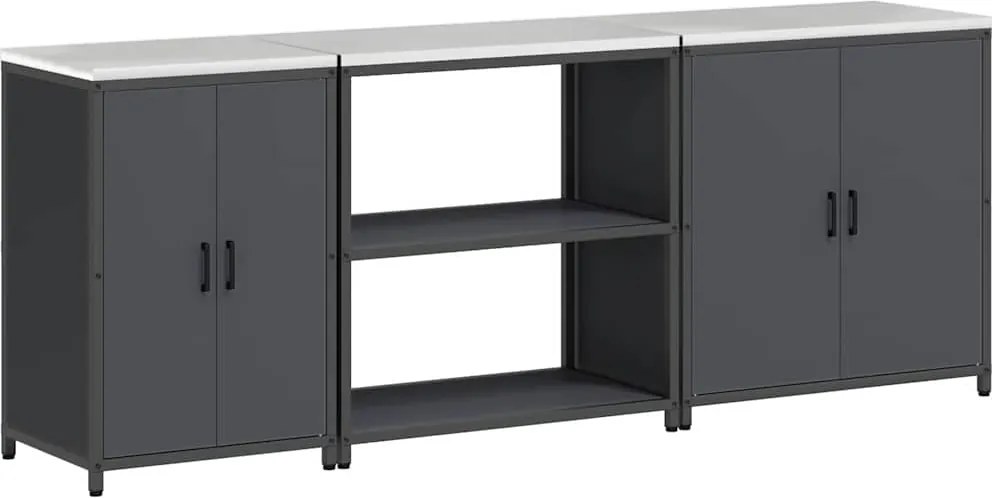 vidaXL Set de depozitare pentru bucătărie cu raft 3 pcs Antracit Oțel