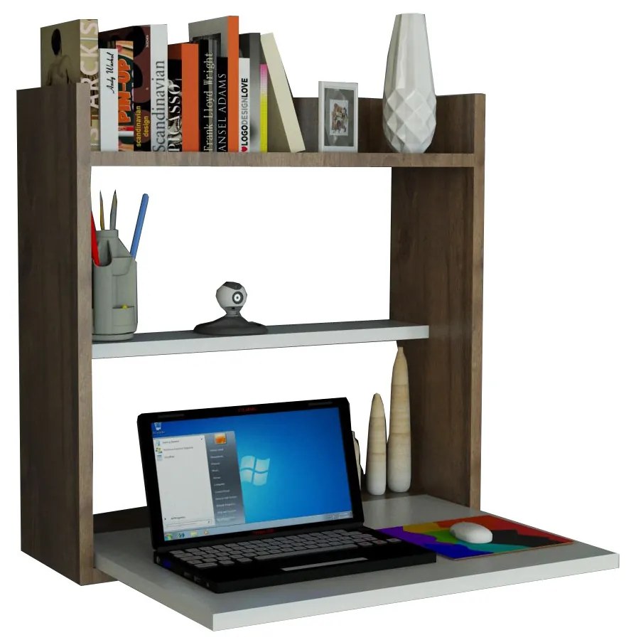 Masă PC Livi (Alb + Nuc). 1071724
