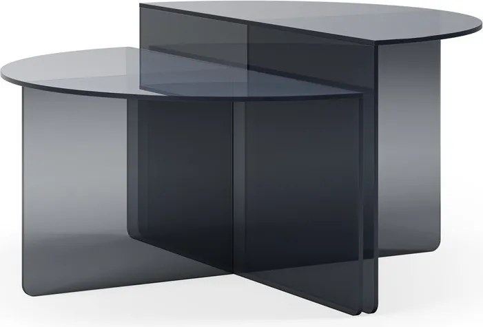 Măsuțe de cafea gri 2 buc. rotunde din sticlă ø 80 cm Velta – MOME