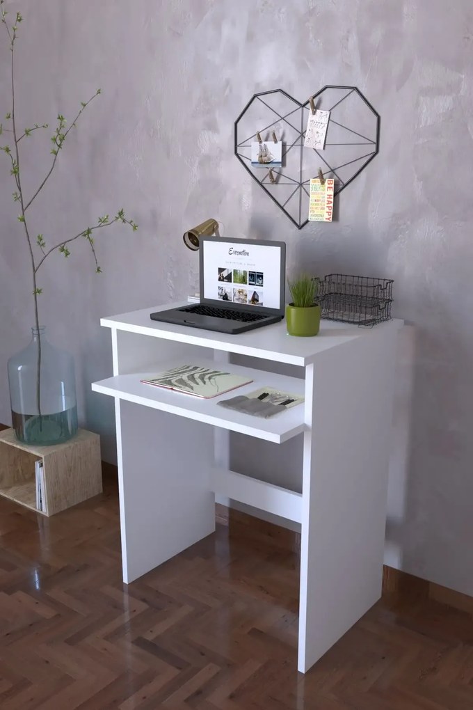 Birou compact 60×75×45 cm – PAL alb economic