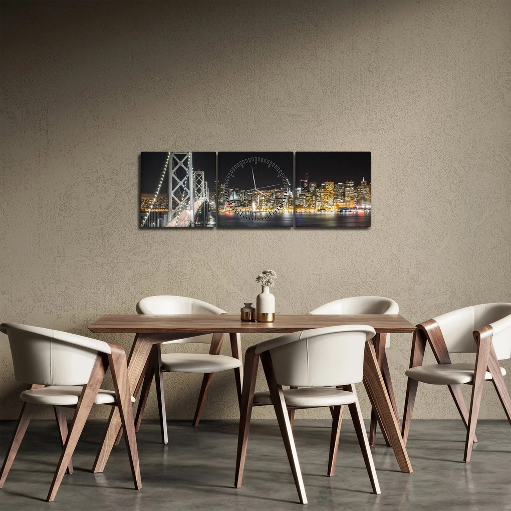 Tablou cu podul Brooklin și New York (cu ceas) (90x30 cm)