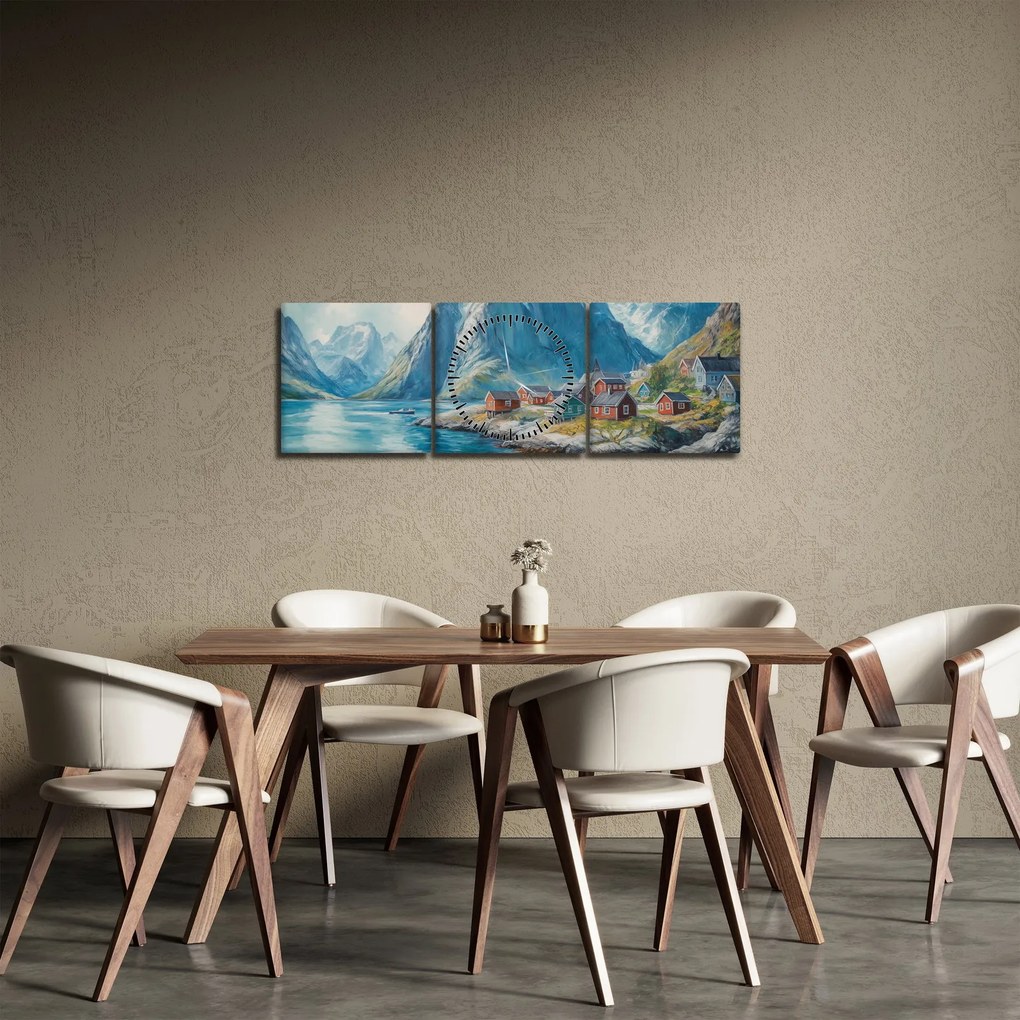 Tablou - Sat norvegian (cu ceas) (90x30 cm)