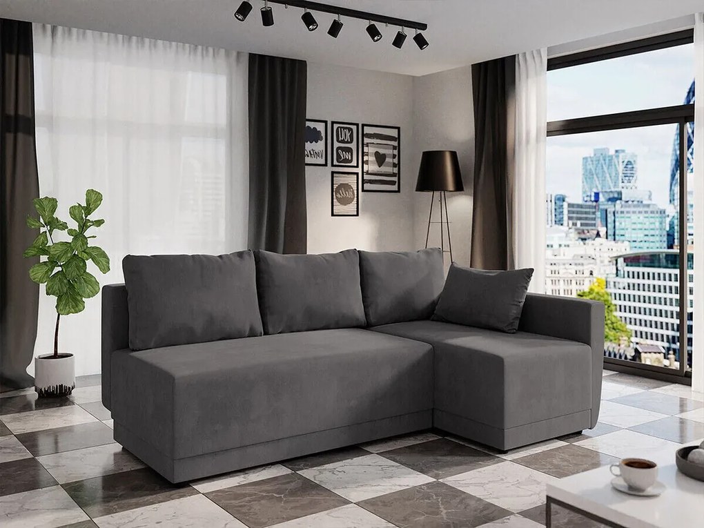 Colțar Columbus 149 Cutie de pat, 210x135x85cm, 105 kg, Picioare: Plastic, Lemn: Pin