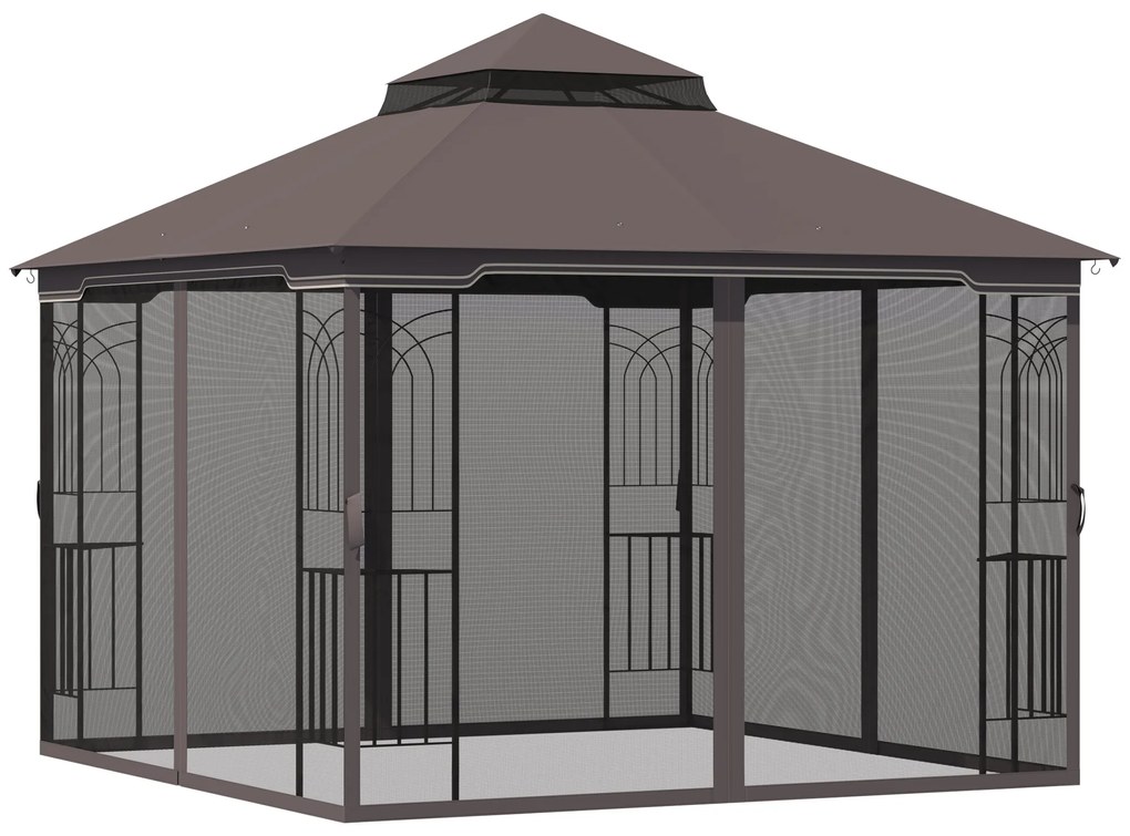 Outsunny Foisor pentru Gradina din Metal Negru 3x3m | Aosom.ro