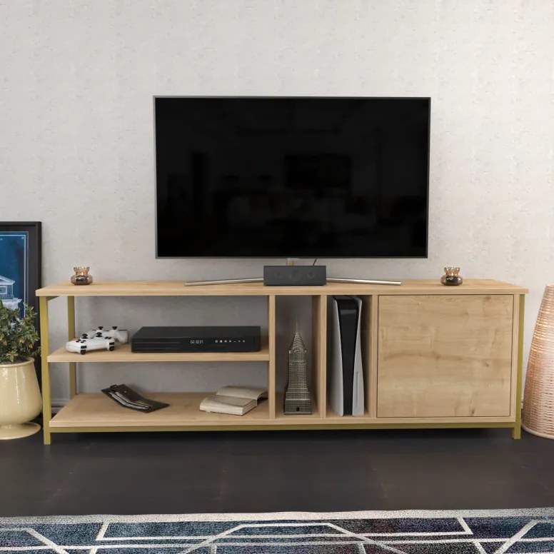 Comoda TV Oneida - Gold, Oak