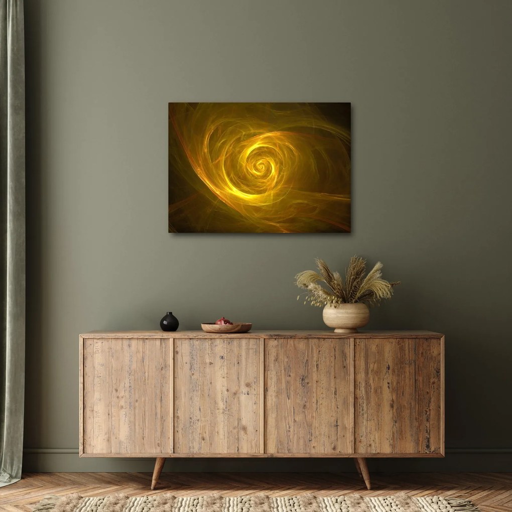 Tabloul cu spirala abstractă în galben (70x50 cm)
