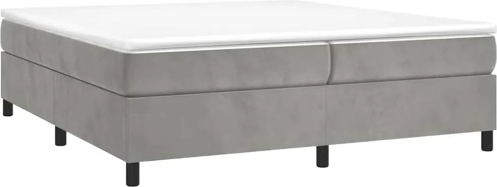 vidaXL Pat box spring cu saltea, gri deschis, 200x200 cm, catifea