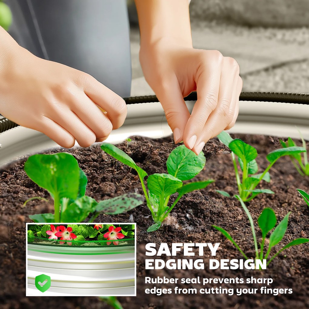 Outsunny Set 2 Paturi Înălțate de Gradină, Jardiniere Exterior cu Margine Protecție, Ideal pentru Flori și Legume, Design Ergonomic | Aosom Romania