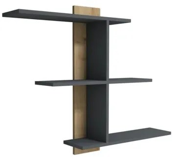 Etajeră de perete BAHRO 90x111 cm antracit/maro