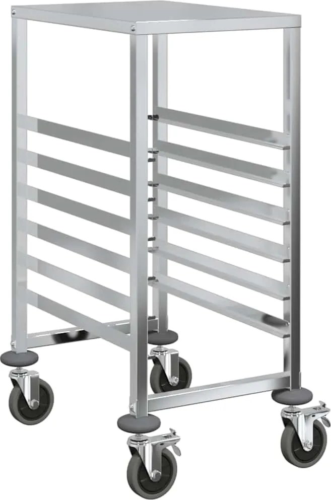 vidaXL Cărucior cu tăvi cu 6 containere GN 39x55x87 cm oțel inoxidabil