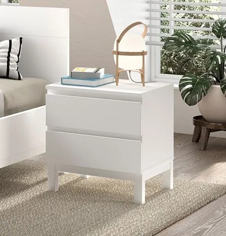 Set Complet Mobilier Cameră Copii EVA: Pat 90x200 cm, Noptieră, Dulap 2 Uși și Birou cu Sertare, Alb – Vipack