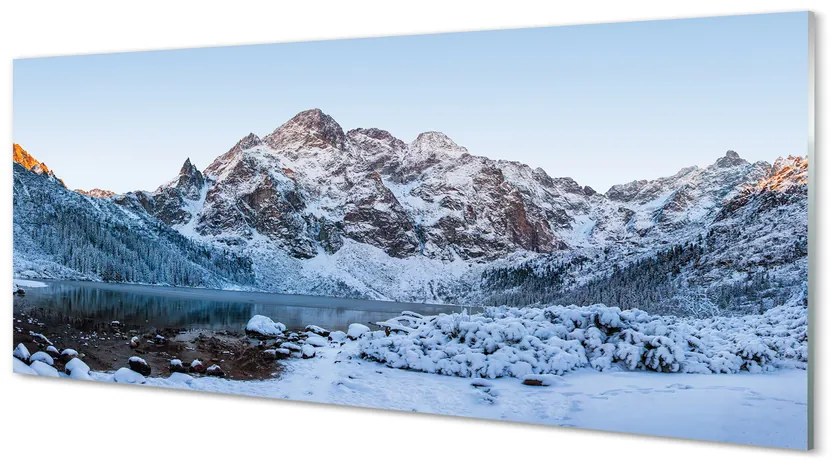 Tablouri acrilice lac de iarnă de munte