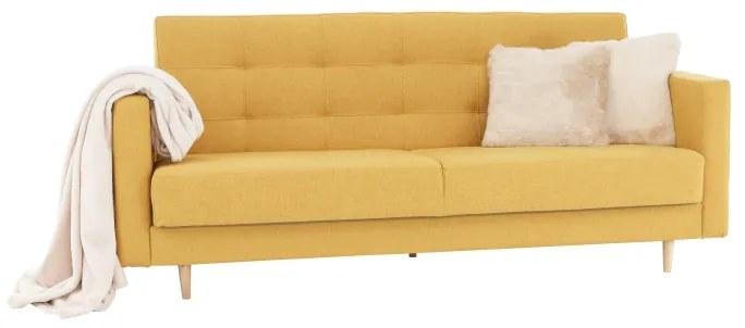 Set complet tapitat de canapea cu fotoliu, tesatura de culoare mustar, AMEDIA