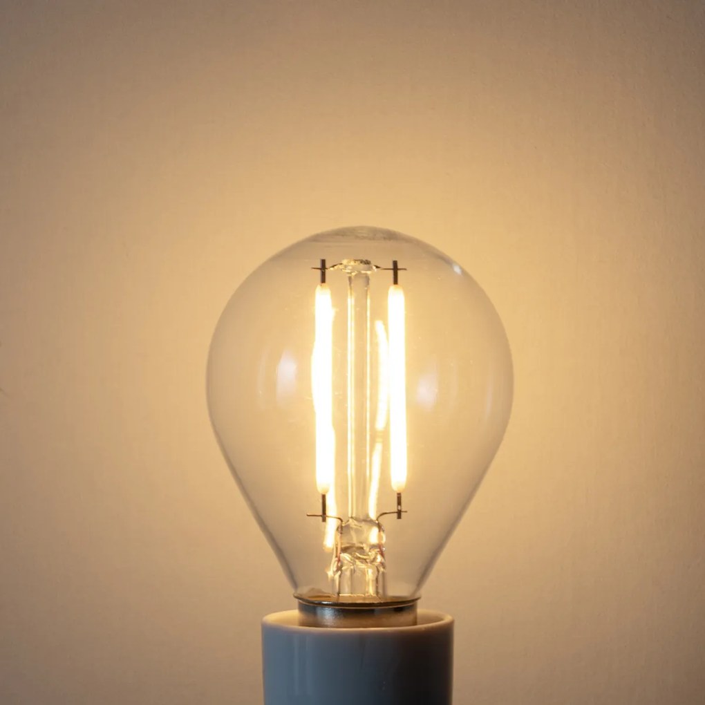 Set de 5 becuri LED E14 reglabile P45 sticlă transparentă 3W 250 lm 2700K